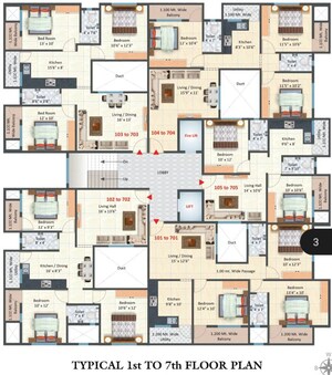 Floor Plan in 3 BHK Apartment at Pande Layout – for Sale
