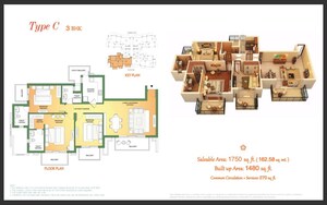 Floor Plan in 3 BHK Apartment at ATS Marigold, Sector 89a – for Sale