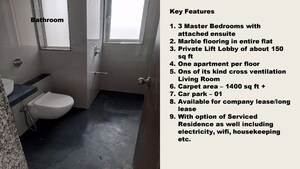 Bathroom in 3 BHK Apartment at Mahim West – for Rent