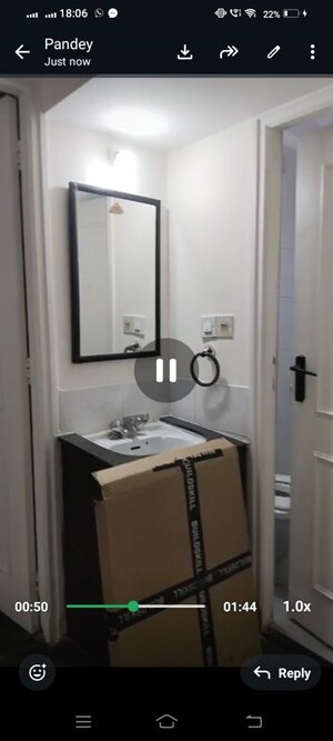 Bathroom in 1 BHK Apartment at Hiranandani Estate Greenwich, Ghodbunder Road – for Rent