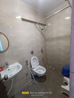 Bathroom in 1 BHK Apartment at Cosmos Habitat, Majiwada – for Rent
