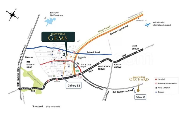 Map Location, smart-world-gems 2.5 Bedroom 1196 Sq.Ft. Builder Floor In Sector 89 Gurgaon 10216803