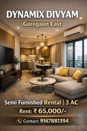 Living Room in 2 BHK Apartment at Dynamix Divum, Malad East – for Rent