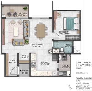 Floor Plan in 3 BHK Apartment at Sumadhura Capitol Residences, Whitefield – for Sale