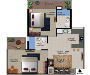 Floor Plan in 1 BHK Apartment at Breez Global Heights, Sohna Sector 33 – for Rent