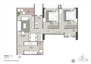 Floor Plan in 2 BHK Apartment at Shapoorji Pallonji Nine Arcs, Santacruz East – for Sale