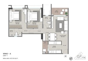Floor Plan in 2 BHK Apartment at Shapoorji Pallonji Nine Arcs, Santacruz East – for Sale