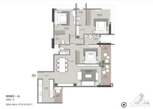 Floor Plan in 2 BHK Apartment at Shapoorji Pallonji Nine Arcs, Santacruz East – for Sale