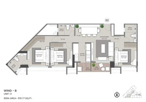 Floor Plan in 2 BHK Apartment at Shapoorji Pallonji Nine Arcs, Santacruz East – for Sale