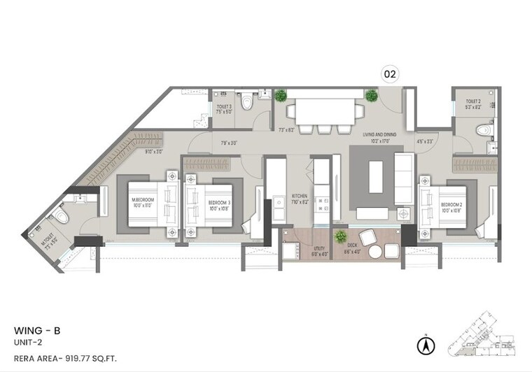 Floor Plan, shapoorji-pallonji-nine-arcs 2 Bedroom 725 Sq.Ft. Apartment In Santacruz East Mumbai 10219079