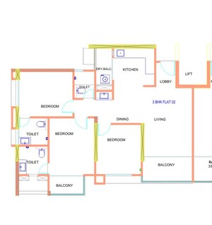 Floor Plan in 3 BHK Apartment at Mantra Monarch, Balewadi – for Sale