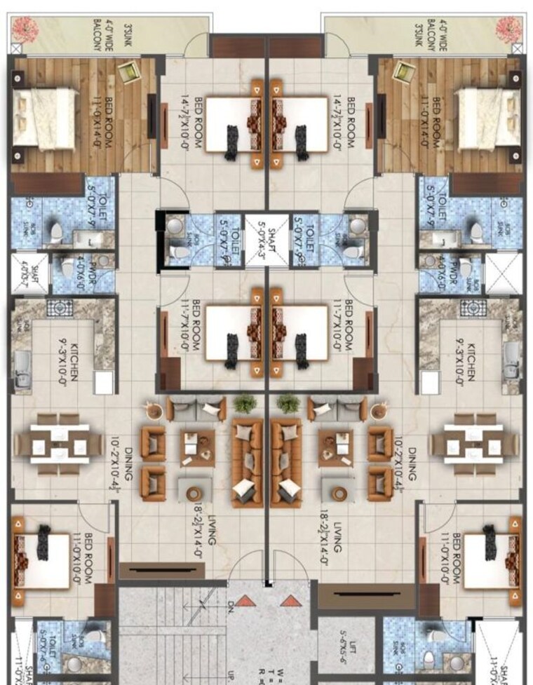 Floor Plan, chattarpur 3 Bedroom 175 Sq.Yd. Builder Floor In Chattarpur Delhi 10219470