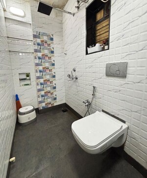 Bathroom in 1 BHK Apartment at Sudarshan Sky Garden, Ghodbunder Road – for Rent