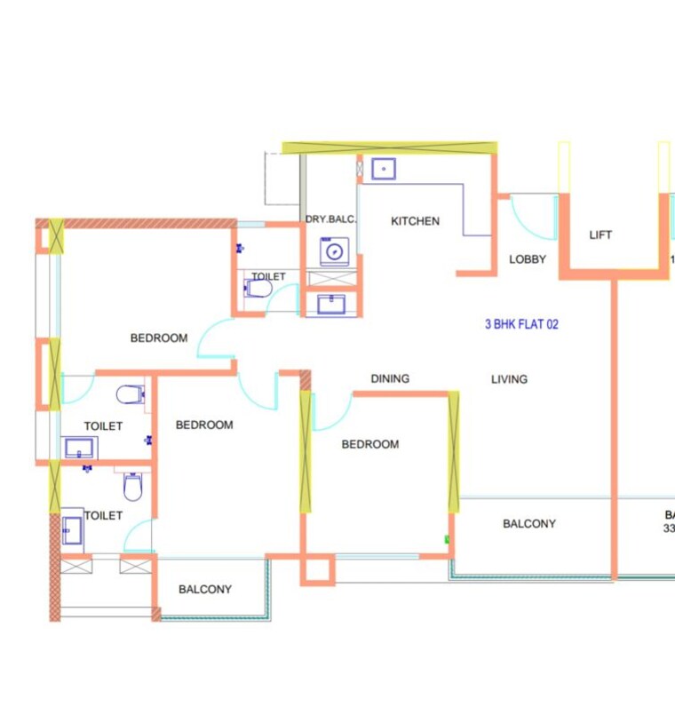 Floor Plan, mantra-99-riverfront 3 Bedroom 1050 Sq.Ft. Apartment In Baner Pune 10221704