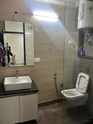Bathroom in 3 BHK Builder Floor at Chattarpur – for Rent