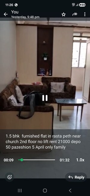 1.5 BHK Apartment For Rent in Rasta Peth