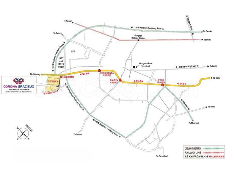 Map Location, corona-graceiux 3.5 Bedroom 1960 Sq.Ft. Apartment In Sector 76 Gurgaon 10222871