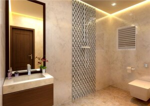 Bathroom in 3 BHK Apartment at Indiabulls Sky Forest, Lower Parel – for Rent