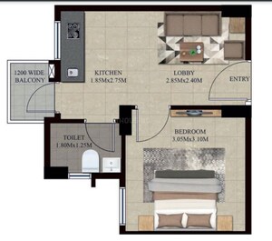Floor Plan in 1 BHK Apartment at Wave City, Wave City – for Sale