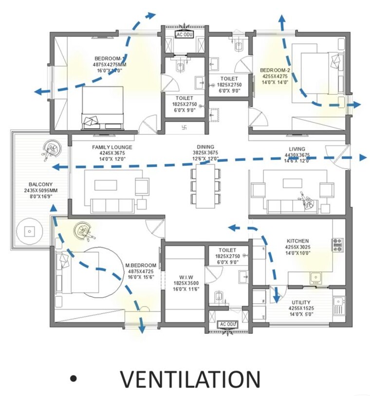 Floor Plan, kollur 3 Bedroom 2600 Sq.Ft. Apartment In Kollur Hyderabad 10226080