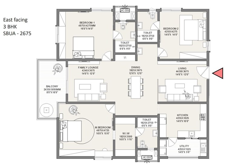 Floor Plan, kollur 3 Bedroom 2600 Sq.Ft. Apartment In Kollur Hyderabad 10226181