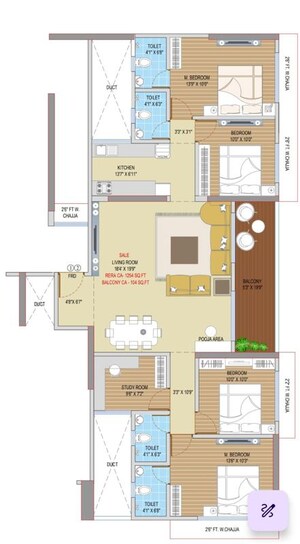 Floor Plan in 4 BHK Apartment at VB Veer Hills, Shivai Nagar – for Sale