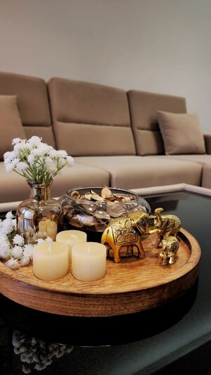 Living Room in 3 BHK Apartment at Sobha Palm Courts, Kogilu – for Rent