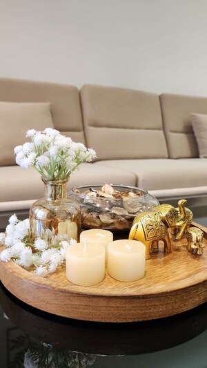 Living Room in 3 BHK Apartment at Sobha Palm Courts, Kogilu – for Rent