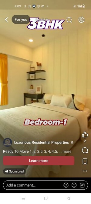 Bedroom in 4 BHK Apartment at Om Pallacia, C-Scheme – for Rent