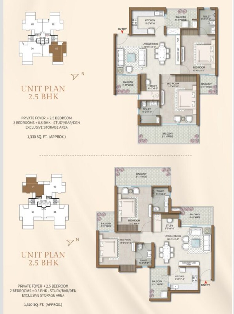 Floor Plan, m3m-capital 2 Bedroom 1310 Sq.Ft. Apartment In Sector 113 Gurgaon 10228509