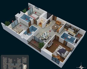 Floor Plan in 3 BHK Apartment at Candeur 40, Miyapur – for Sale