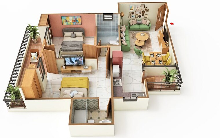Floor Plan, jkg-palm-court 2 Bedroom 1090 Sq.Ft. Apartment In Sector 16c Greater Noida Greater Noida 10231356