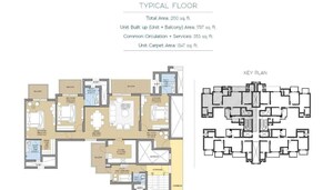 Floor Plan in 3.5 BHK Apartment at ATS Tourmaline, Sector 109 – for Sale