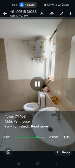 Bathroom in 5 BHK Apartment at Emaar Palm Gardens, Sector 83 – for Rent