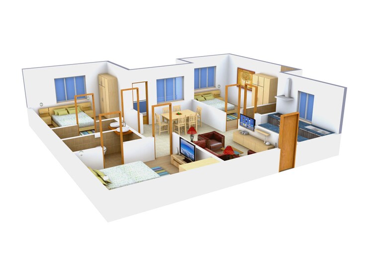 Floor Plan, capricorn-jewels 3 Bedroom 1250 Sq.Ft. Apartment In New Alipore Kolkata 10224864