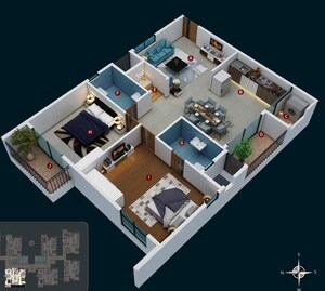 Floor Plan in 2 BHK Apartment at Candeur 40, Miyapur – for Sale