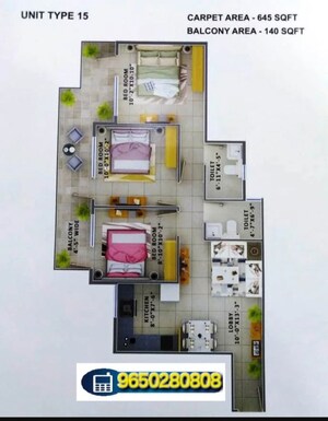 Floor Plan in 3 BHK Apartment at ROF Aalayas Phase 2, Sector 102 – for Sale