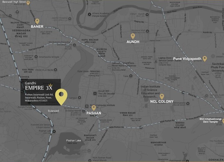 Map Location, gandhi-empire-3x Commercial Shop 345 Sq.Ft. In Pashan Pune 10235491