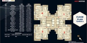 Floor Plan in 3 BHK Apartment at Hero Homes Palatial, Sector 104 – for Sale