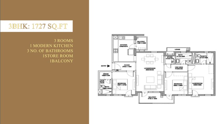 Floor Plan, sector 64 2.5 Bedroom 1541 Sq.Ft. Apartment In Sector 64 Gurgaon 10235687