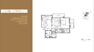 Floor Plan in 2.5 BHK Apartment at Sector 64 – for Sale