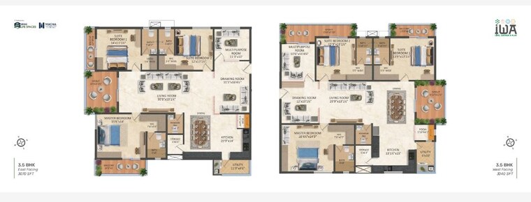 Floor Plan, srias-iwa 3.5 Bedroom 3070 Sq.Ft. Apartment In Nanakramguda Hyderabad 10235698
