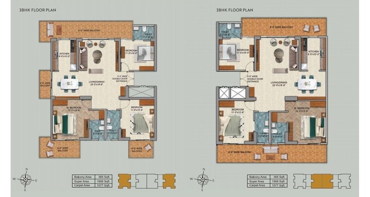 Floor Plan, sector 88a 3 Bedroom 1906 Sq.Ft. Apartment In Sector 88a Gurgaon 10236822