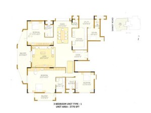 Floor Plan in 3 BHK Apartment at Sankey Road – for Rent