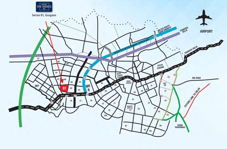 Map Location, landmark-the-homes-81 3 Bedroom 789 Sq.Ft. Apartment In Sector 81 Gurgaon 10238152