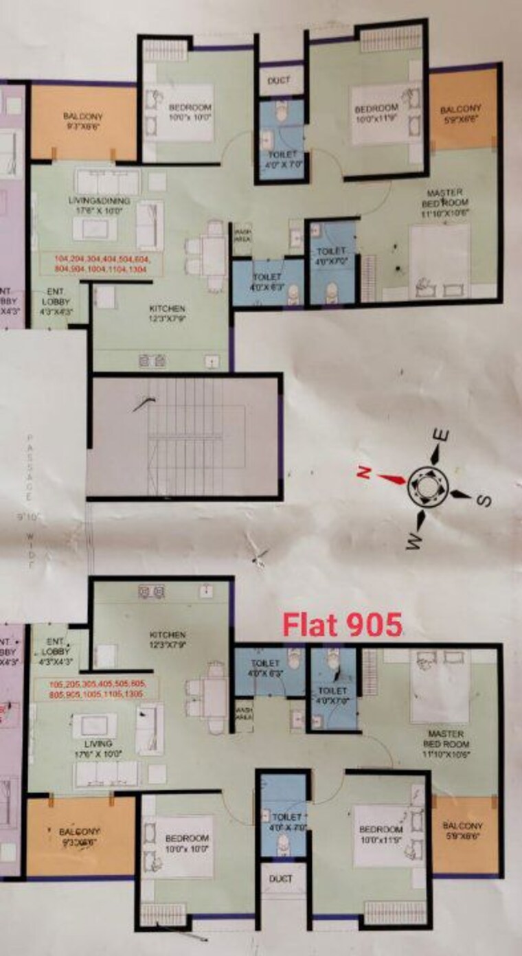 Floor Plan, shubh-ganesh-spring-valley 3 Bedroom 940 Sq.Ft. Apartment In Alandi Road Pune 10244008