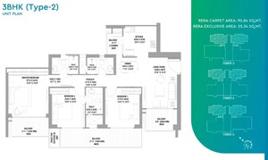 Floor Plan in 3 BHK Apartment at Godrej Tropical Isle, Sector 146 – for Sale