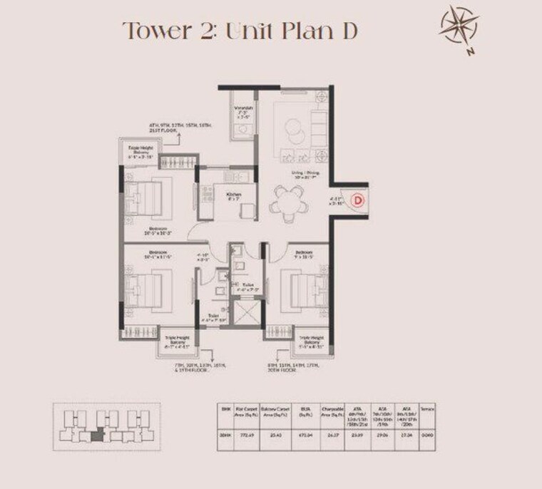 Floor Plan, dum dum 3 Bedroom 1350 Sq.Ft. Apartment In Dum Dum Kolkata 10102757