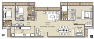 Floor Plan in 3 BHK Apartment at Beverly Park Mira Road East, Mira Road – for Sale