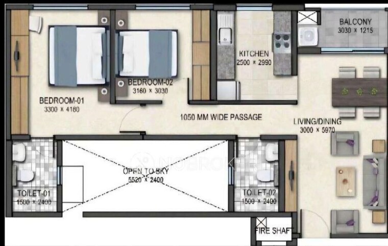 Floor Plan, sobha-dream-acres 2 Bedroom 1009 Sq.Ft. Apartment In Panathur Bangalore 10250282